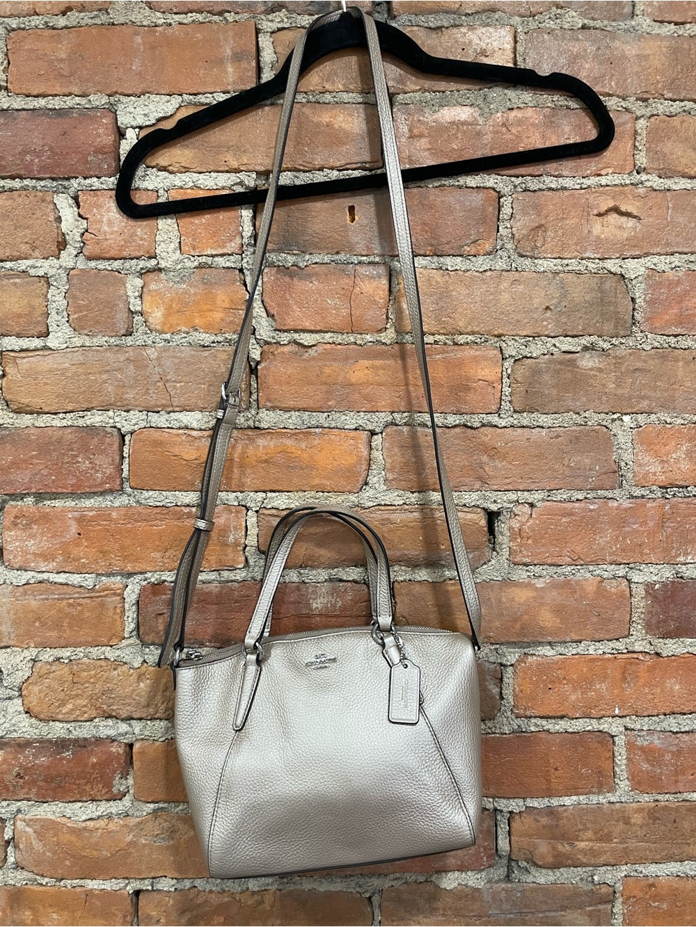 Coach Mini Kelsey Satchel in Metallic Gold | EUC